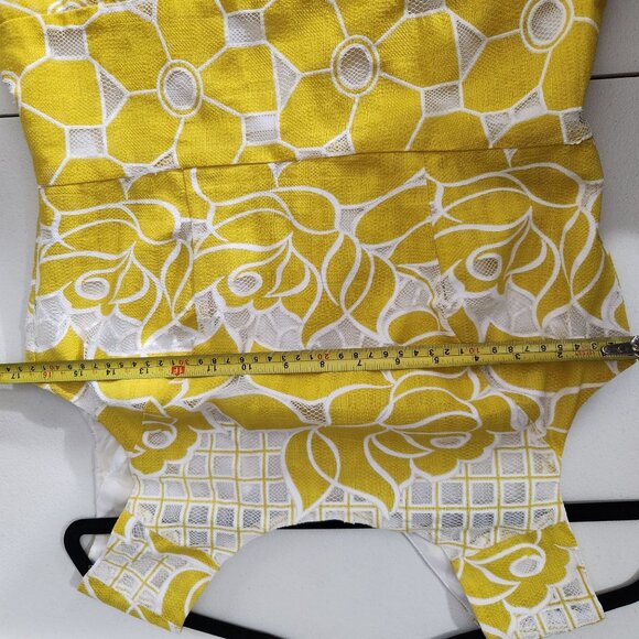 Dressbarn Dress Womens Size 6 Sleeveless Floral Lace Fit Flare Yellow White - Picture 9 of 12